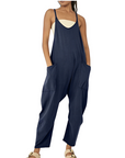 Variant image for Damen Jumpsuit Beige Größe M Leicht Baumwolle Sommer Overall mit Taschen-55