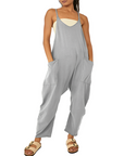 Variant image for Damen Jumpsuit Beige Größe M Leicht Baumwolle Sommer Overall mit Taschen-31