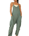 Variant image for Damen Jumpsuit Beige Größe M Leicht Baumwolle Sommer Overall mit Taschen-1