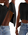 Variant image for Damen Strickjacke Rosa Größe M Baumwollmischung Offener Rücken Y2K Stil-4