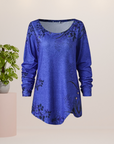 Damen T-Shirt Blumendruck Grün Größe M Baumwolle-6