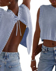 Variant image for Damen Strickjacke Rosa Größe M Baumwollmischung Offener Rücken Y2K Stil-7