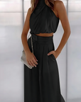 Variant image for Damen Sport Set Beige Größe M Baumwolle Ärmelloses Top und Weite Hosen-22