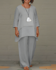 Variant image for Damen Leinen Set Beige Größe M 2-teiliges Twin Set-17