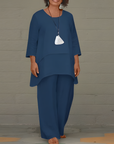 Variant image for Damen Leinen Set Beige Größe M 2-teiliges Twin Set-1