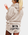 Damen Fleece Pyjama Set Grau Größe M Ultraweich Schlafanzug-5