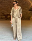 Variant image for Damen Anzug Set Beige Größe M Polyester Zweiteiliges Set-6