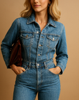 Variant image for Damen Jumpsuit Blau Größe M Denim - Langärmlig und Bequem für Sommermode-1