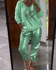Variant image for Damen Kleidungsset Glänzend Schwarz Größe M Polyester-17