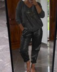 Variant image for Damen Kleidungsset Glänzend Schwarz Größe M Polyester-49