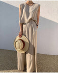 Damen Leinen Set Beige Größe M Atmungsaktiv-2