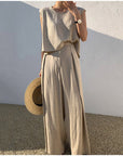 Variant image for Damen Leinen Set Beige Größe M Atmungsaktiv-1