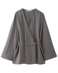Damen Kimono Schwarz Größe M Seide Lange Ärmel-2