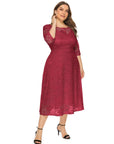 Übergrößen Midikleid mit Spitzen-Details für Damen Lena