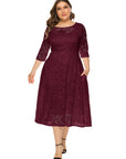 Übergrößen Midikleid mit Spitzen-Details für Damen Lena
