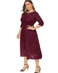 Übergrößen Midikleid mit Spitzen-Details für Damen Lena