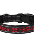 Leo Hundehalsband - Besticktes Nylonhalsband mit reflektierendem Design und individueller Gravur