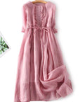 Variant image for Luftiges Leinenkleid Damen – Bequemes, Boho-inspiriertes Sommerkleid in Langform für Strand und Abendveranstaltungen-7