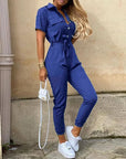 Variant image for Damen Jumpsuit Schwarz Größe M Atmungsaktiver Stoff Kurzarm Elegant-37
