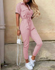 Variant image for Damen Jumpsuit Schwarz Größe M Atmungsaktiver Stoff Kurzarm Elegant-31