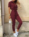 Variant image for Damen Jumpsuit Schwarz Größe M Atmungsaktiver Stoff Kurzarm Elegant-49
