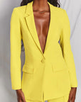 Damen Anzug Schwarz Größe M Polyester Blazer und Hose Set für Eleganz-2