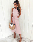 Variant image for Damen Jumpsuit Gestreift Rosa Größe M Polyester Eleganter Overall-4