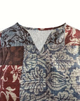 Damenbluse V-Ausschnitt Blumendruck Größe M Polyester für Festliche Anlässe-5