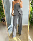 Variant image for Damen Set Beige Größe M Polyester - Ärmelloses Oberteil und Bequeme Hose für Stil und Komfort-9