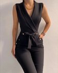 Variant image for Damen Jumpsuit Schwarz Größe M Baumwolle Ärmellos Elegant Sommer-13