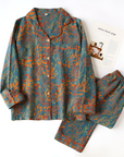 Variant image for Damen Loungewear Set Grau Größe M Baumwolle Jacquard-4