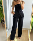 Variant image for Damen Set Beige Größe M Polyester - Ärmelloses Oberteil und Bequeme Hose für Stil und Komfort-1