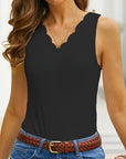 Damen Tanktop Schwarz Größe L Polyester V-Ausschnitt-5