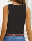 Damen Tanktop Schwarz Größe L Polyester V-Ausschnitt-6