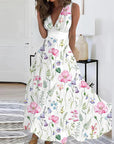 Florales Damenkleid mit V-Ausschnitt – Nayara