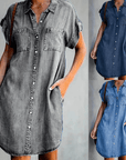 Damen Jeanshemdkleid mit Knopfleiste – Talina