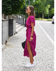 Damen Wickelkleid mit Print und V-Ausschnitt – Elvera