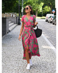 Damen Wickelkleid mit Print und V-Ausschnitt – Elvera