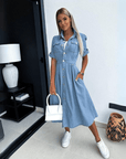 Damen Denim Midikleid mit klassischem Schnitt – Maireen