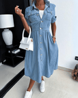 Damen Denim Midikleid mit klassischem Schnitt – Maireen