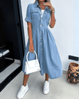Damen Denim Midikleid mit klassischem Schnitt – Maireen
