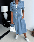 Damen Denim Midikleid mit klassischem Schnitt – Maireen