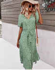 Geblümtes Damenkleid mit Taillengürtel – Luretta