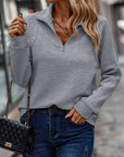 Damen Sweatshirt mit Struktur & Reißverschluss – Lenia