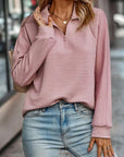 Damen Sweatshirt mit Struktur & Reißverschluss – Lenia