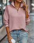 Damen Sweatshirt mit Struktur & Reißverschluss – Lenia