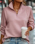 Damen Sweatshirt mit Struktur & Reißverschluss – Lenia