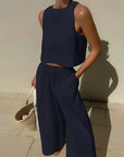 Variant image for Damen Sommer Outfit Schwarz Größe M Baumwolle Leinen-1