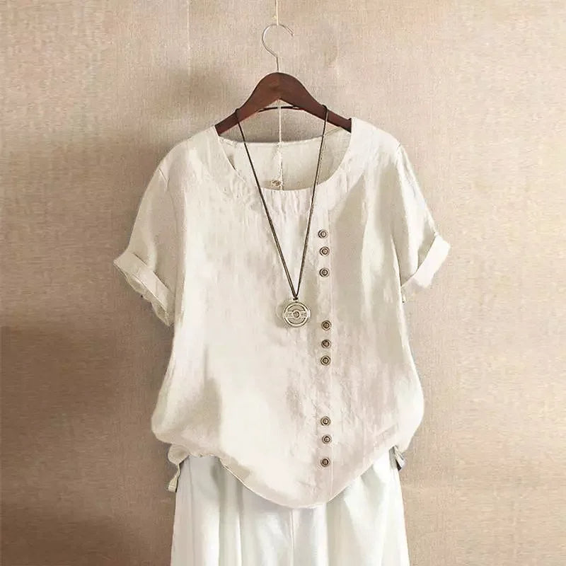 Variant image for Damen Bluse Kurzarm Pink Größe M Baumwolle mit Knotendetails für eleganten Sommerlook-9