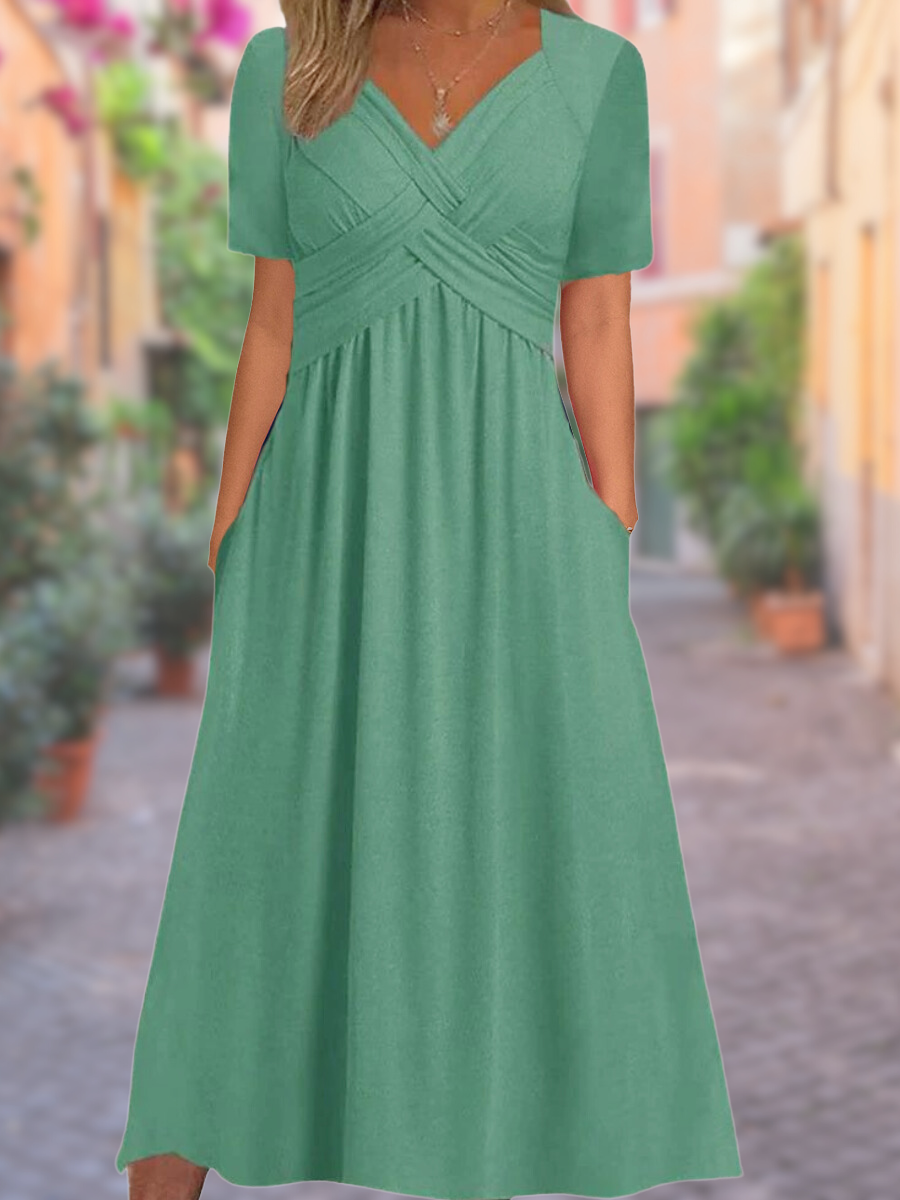 Variant image for Stylisches V-Ausschnitt Sommerkleid Damen – Leicht, Atmungsaktiv und Vielseitig für Elegante Anlässe-7